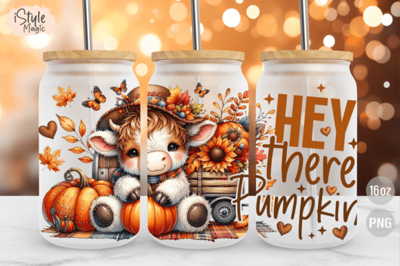 Download Fall Highland Cow 16 Oz Glass Can Wrap - Premium Resources